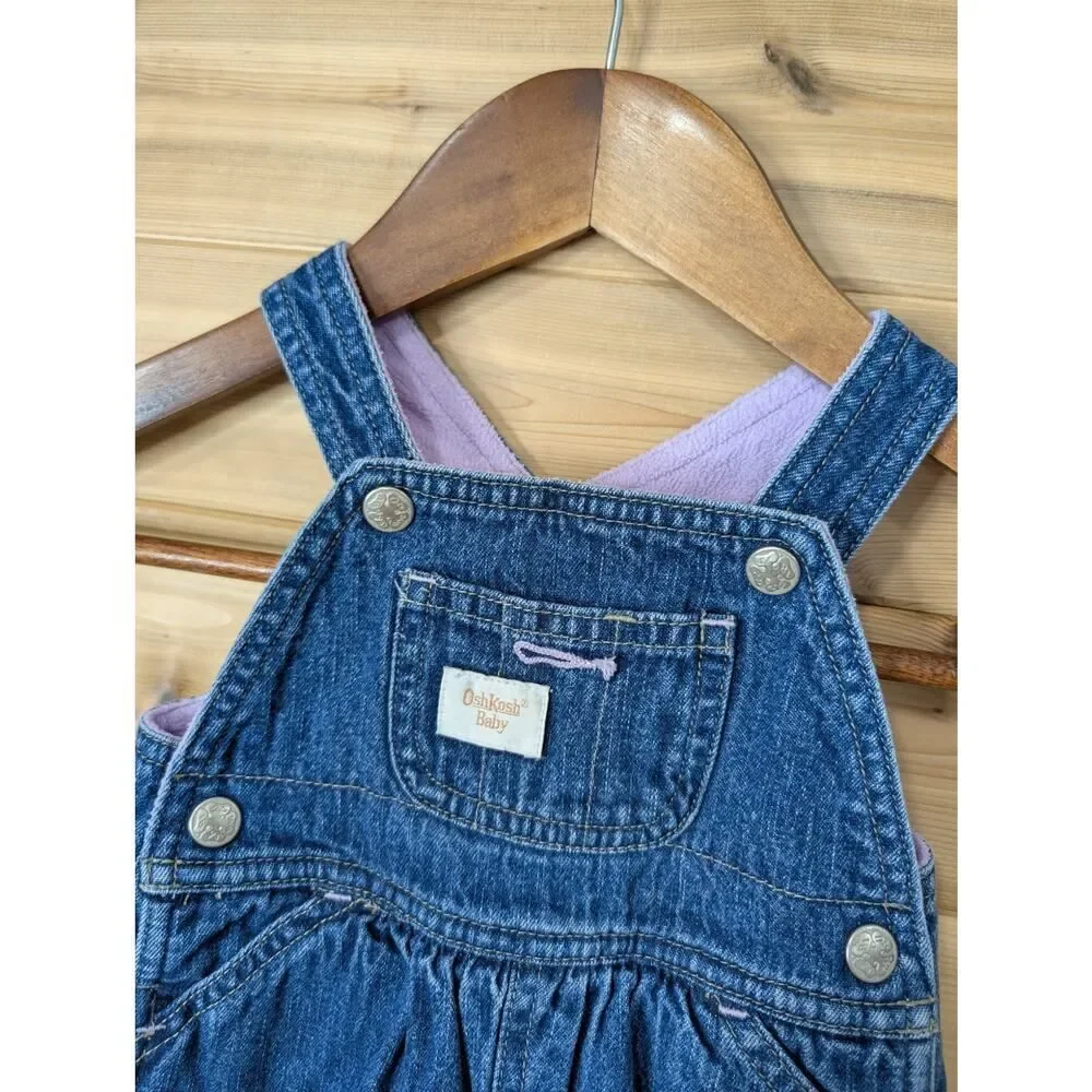 Vintage Oshkosh B'Gosh Overalls 3 Months‎ Purple Fleece Lined Polar Bear
